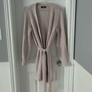 Women's Light Lavender Knit Sweater Cardigan - Oversized
